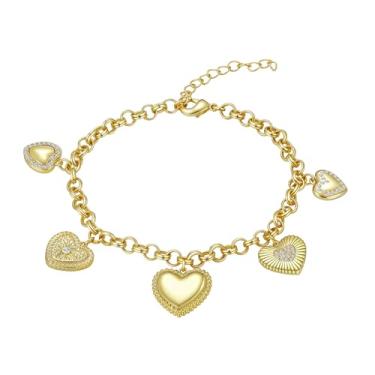 Imagem de Eesphy Pulseira feminina banhada a ouro 18 quilates, corrente dupla com cristais austríacos, joia moderna ajustável, presente para mulheres, festas e uso diário, 6.5-7, Cristal