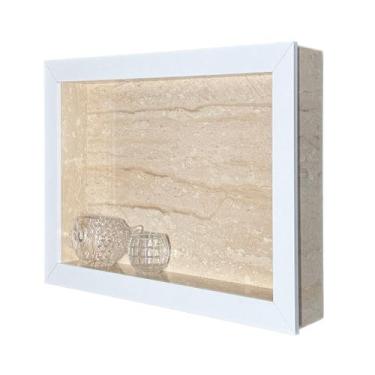 Imagem de Nicho Banheiro Porcelanato Sobrepor Travertino 37x56x11 c/ kit de inst