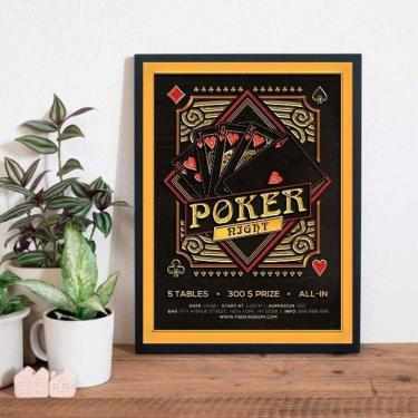 Imagem de Quadro Decorativo Cartaz Poker Night 33X24Cm Moldura Preta