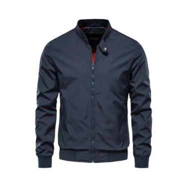 Imagem de Jaqueta De Baseball Masculina Slim Fit Em Cor Sólida AIOPESON Casual C