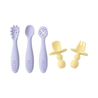 Imagem de Conjunto De Talheres De Silicone Para Bebês Com 5 Peças, Utensílios De
