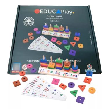 Imagem de Jogo Madeira Educativo Pedagogico Somar Formas Geometricas