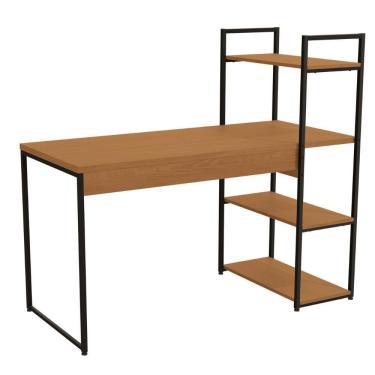 Imagem de Mesa Escrivaninha 3 Prateleiras Kappesberg Industrial Office 136cm Cor Canela/Preto Fosco - LI010