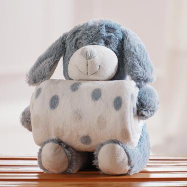 Imagem de Manta e Bichinho KazzaVip Baby Pelúcia 100% Poliéster Microfibra Dog Azul