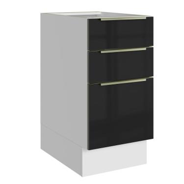 Imagem de Balcão de Cozinha 40 cm 3 Gavetas (Sem Tampo) Branco/Preto Lux Madesa