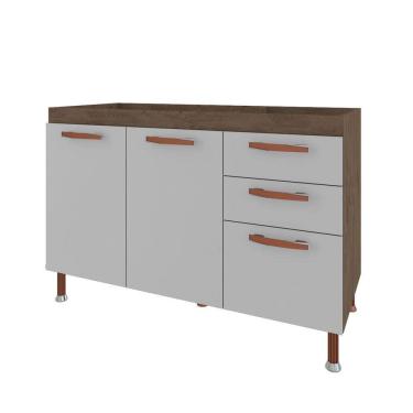 Imagem de Balcão de Pia 120cm Cozinha Gabinete Armário 2 Gavetas Marrom