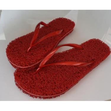 Imagem de Chinelo de Vinil Massageador Vermelho - Passo Pe Tapetes, 37/38