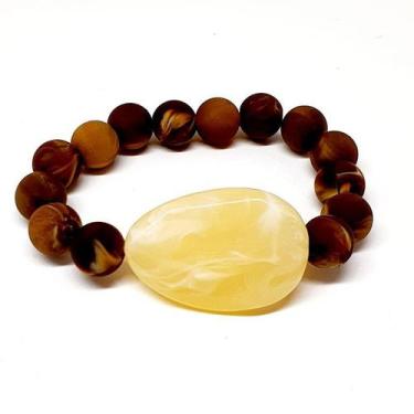 Imagem de Pulseira em resina bolas e resina pedra - SUGGESTIONE