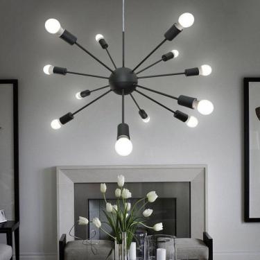 Imagem de Pendente Bivolt 12 Braços Sirius WOODS! Preto Micro