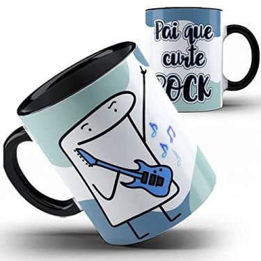 Imagem de Caneca preta Papai Flork Pai que curte rock