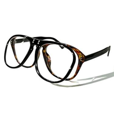 Imagem de Óculos de sol quadrados de grandes dimensões femininos personalidade flip up cinza óculos de sol masculinos duplos unissex óculos de proteção UV400, preto Leoaprd, claro, China