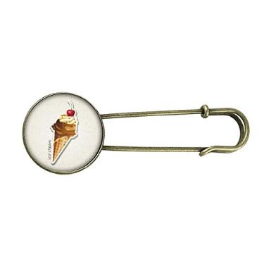 Imagem de Broche de metal retrô de cone de sorvete doce de chocolate de cereja