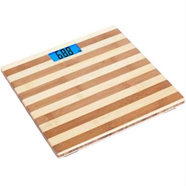 Imagem de escala de peso de precisão, balança eletrônica inteligente, balança de banheiro digital antiderrapante adota luz de fundo de lcd de bambu 30 * 30cm