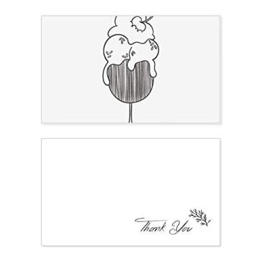 Imagem de Black Outline Cereja Goblet Sorvete Cartão de agradecimento Papel de Aniversário Agradecimento Casamento