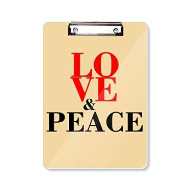 Imagem de Amor e Paz Mundo No War Prancheta Pasta Bloco de Escrita Placa de Apoio A4