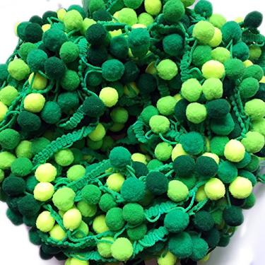 Imagem de (Verde) - Yalulu 5 Jardas mini Rainbow Pom Pom Tassel Pompom Trim Ball Fringe Ribbon DIY Costura Accessory Lace Fabric Craft Sewing Supplies (Verde)