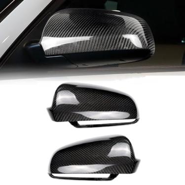 Imagem de FINMOKAL Tampas de espelho retrovisor de carro de fibra de carbono substituição para Audi B7 A3 A4 A6 S4 2004-2008 exterior do carro exterior sem furo de assistência lateral