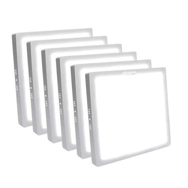 Imagem de Kit 6 Painel Plafon Led 25w 24W Sobrepor Quadrado Frio - Genérica, Pai