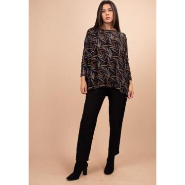 Imagem de Blusa Ampla  Morcego Manga Longa Folhagem - Amazonia Vital