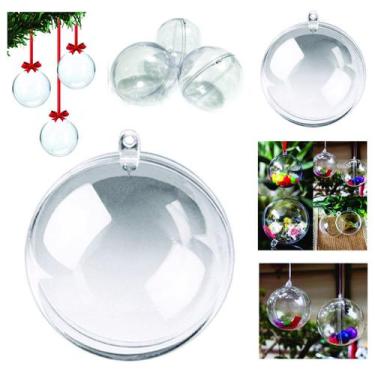 Imagem de Esfera Bola Natalina Acrílica Personalizável Transp. de  6,5 cm - c/ 5