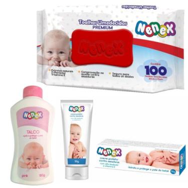 Imagem de Kit Toalha Umedecida ,pomada De Assadura E Talco Nenex Rosa