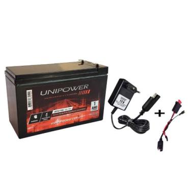 Imagem de Kit Bateria Selada 12v 7ah Unipower + Carregador + Chicote