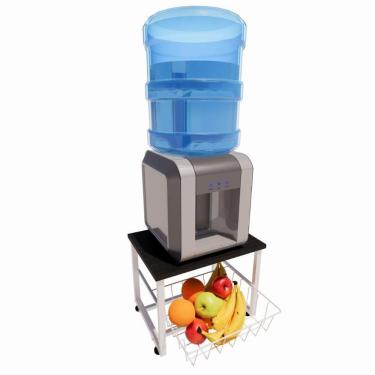 Imagem de Fruteira Suporte Bebedouro Bancada De Mesa Branco Mdf Preto