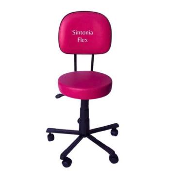 Imagem de Cadeira Mocho Secretaria L Duplo Tatu Base Aço Rodízio - Sintonia Flex