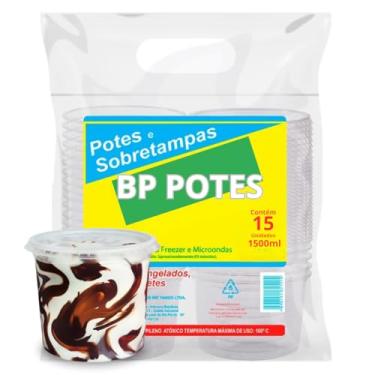 Imagem de Pote Descartavél 1500ml BP Potes Redondo com Tampa Bolos Sorvetes Açai (15 Unidades)