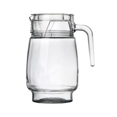 Imagem de Jarra De Vidro Transparente Com Tampa Acrílico Agua Suco Alça Bico 1,3