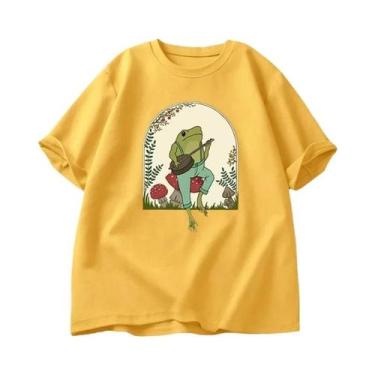 Imagem de Camiseta Feminina De Verão Em Algodão Com Estampa De Sapo Banjo E Cogu