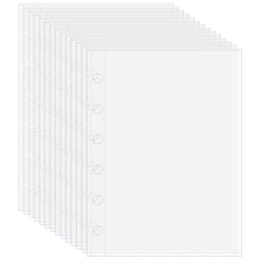Imagem de 20 peças de bolso para fichário A7, 9 x 13 cm, protetores de folha A7 transparentes com 6 furos para organizar fotos de escritório em casa, cartões, contas, orçamento, envelopes, suprimentos