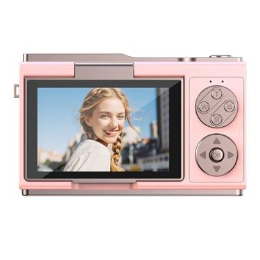 Imagem de Akozon Câmera Digital 4K para Fotografia Câmera Vlog de 48 MP Com Foco Automático e de Viagem Com Tela Giratória de 3 Polegadas e 180 Graus Com Zoom de 18X e Filtro Anti Vibração (Rosa)
