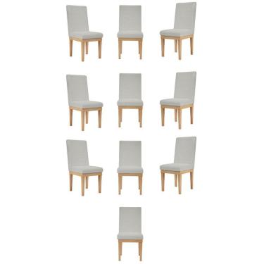 Imagem de Kit 10 Cadeiras Estofada Reforçada Mesa Em Linho Cinza Claro