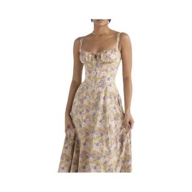 Imagem de Vestido Longo Floral De Verão Para Mulheres Com Alças Ajustáveis, Midi