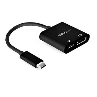 Imagem de StarTech.com Adaptador USB C para DisplayPort com entrega de energia - 8K 60Hz /4K 120Hz USB Tipo C para DP 1.4 conversor de vídeo com 60 W PD Carregamento Pass-Through - HBR3 - Compatível com Thunderbolt 3 (CDP2DP14UCPB)