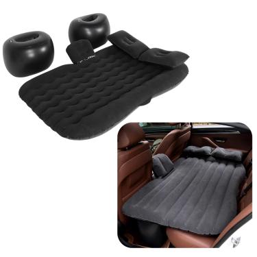 Imagem de Cama Inflável Colchão Carro Veicular Viagem Preto Resistente