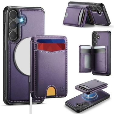 Imagem de Usroom Capa carteira para Samsung Galaxy S25 FE compatível com Magsafe, suporte magnético 2 em 1 com bloqueio de RFID, suporte destacável, à prova de choque, capa para celular para Galaxy S25 FE de