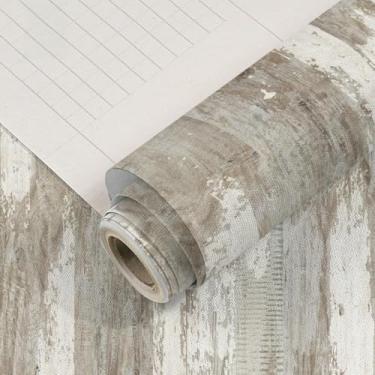 Imagem de Papel de parede retrô tijolo e madeira papel de parede espesso autoadesivo PVC impermeável material hotel quarto fundo renovação parede adesivo retrô pintura branca grão de madeira 44 * 1000 cm