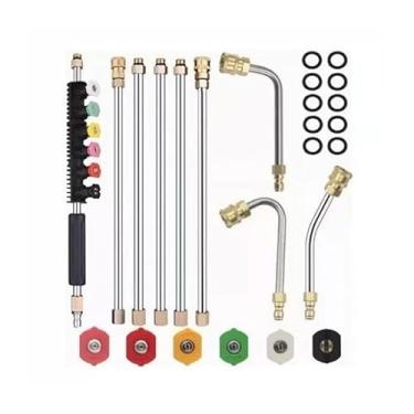 Imagem de Conjunto de varinha de extensão de lavadora de alta pressão, acessórios de lavadora elétrica de 7 unidades com bicos de conexão rápida de 5 unidades, varinha de pistola de lavadora de pressão
