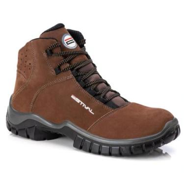 Imagem de Bota Botina Segurança Couro Nobuck Trabalho Marrom Estival, 9084-7
