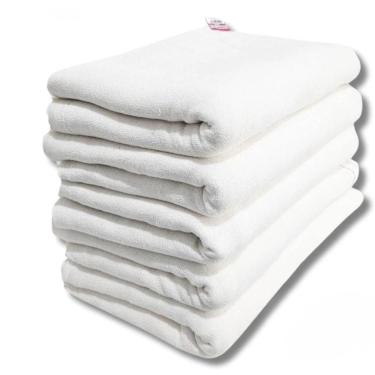 Imagem de Kit 05 Saco Pano De Chão Branco Para Limpeza Grande Grosso Duplo Algodão 70x45cm