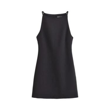 Imagem de Vestido Mini Bodycon - Branco, Preto, Vermelho e Azul - Decote Halter,