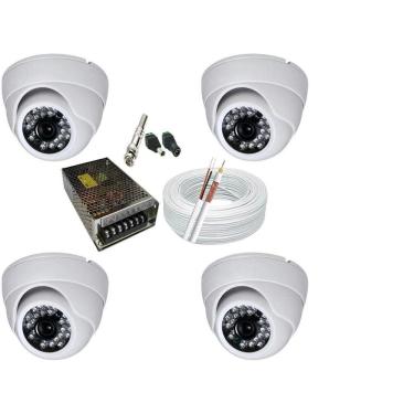 Imagem de Kit 4 Câmeras Dome Infra vermelho 1200 linhas alta Resolução com acessórios