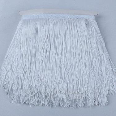 Imagem de 10 jardas/lote franja de renda borla borla de poliéster guarnição de renda fita diy cortina vestido latino vestuário de palco 15 cm/20 cm/30 cm de largura, branco, 20 cm de largura