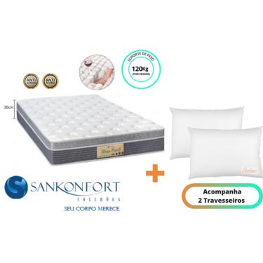 Imagem de Colchão Sankonfort Sleep Fresh Casal Padrão Viúva 128x188x30 + 2 Travesseiros