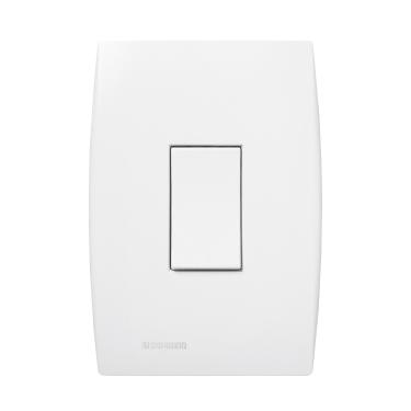 Imagem de Conjunto Placa Vertical 2x4 C/ Interruptor Simples Branco Ilus Cod. 5TA9 9041 – Soprano