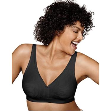 Imagem de PLAYTEX Sutiã feminino super macio de cobertura total sem fio 18 horas, sutiã sem aro com absorção de umidade, Preto, 40C