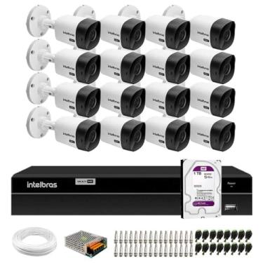 Imagem de Kit 16 Câmeras Bullet VHC 1120 B HDCVI HD 720P IP66 Visão Noturna 20M Intelbras + DVR MHDX 1216 com 16 Canais Multi HD Intelbras + HD 1TB Purple