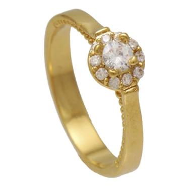 Imagem de Anel Com Zircônias E Aro Detalhado Folheado Ouro 18k Softjoias (14)